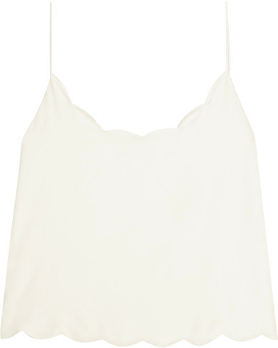 Paola Scalloped Washed-silk Camisole