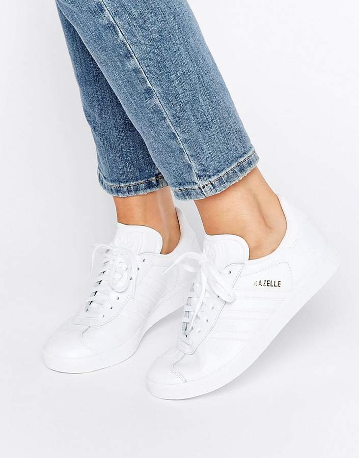 adidas All White Leather Gazelle Unisex Sneakers - ShopStyle Women