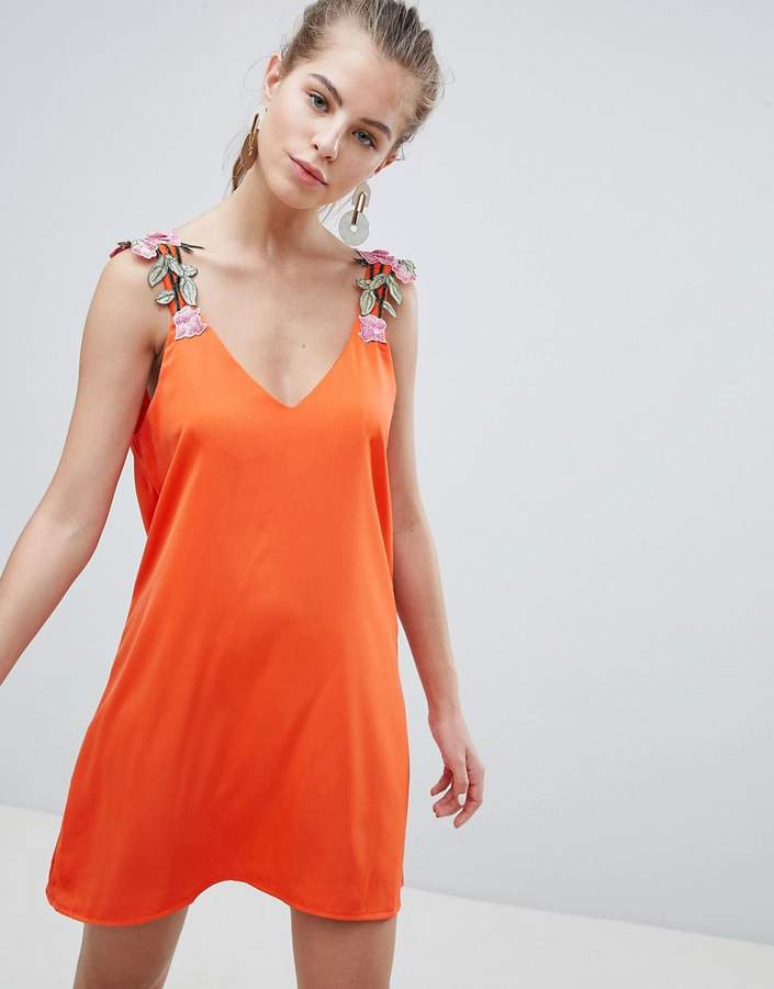 Oeuvre Cami Dress With Embroidered Strap Detail