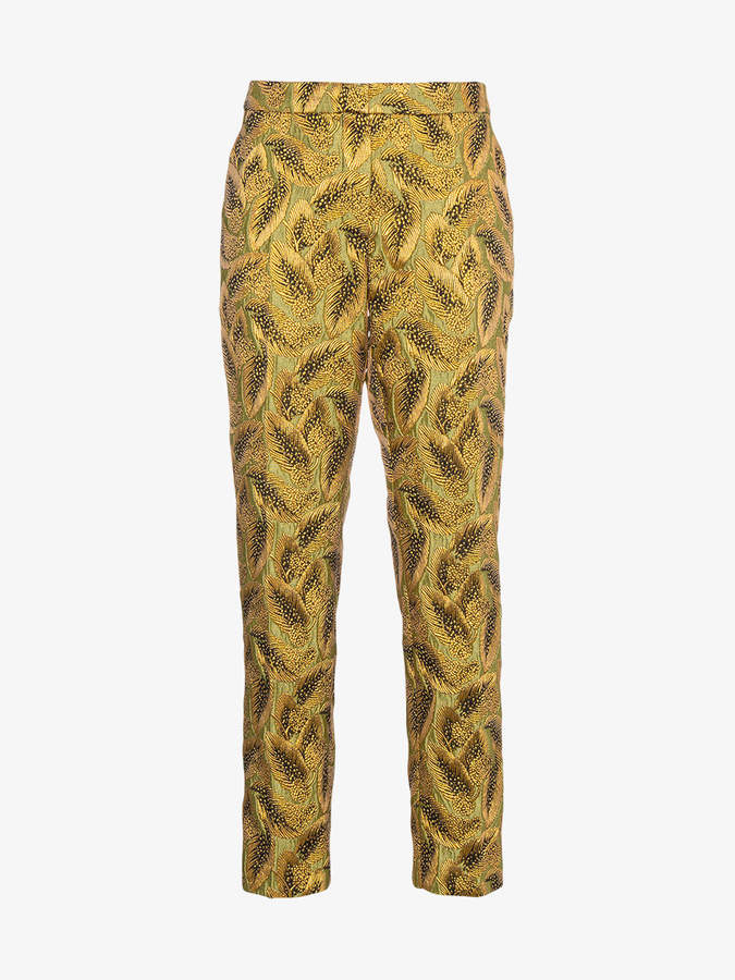 Metallic brocade tailored trousers