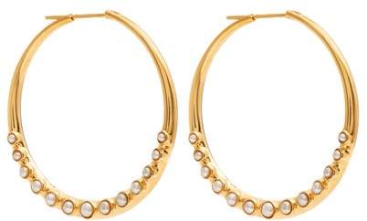 THEODORA WARRE Pearl-embellished gold-plated hoop earrings