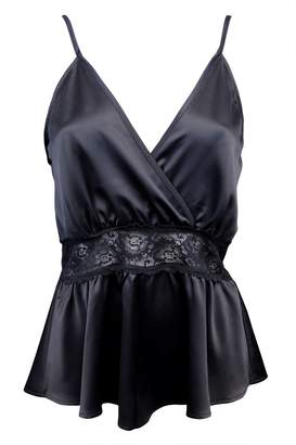 Los plus fuchsia tie front plunge satin teddy kit