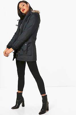 Damen Girls Gefütterter Parka mit Kunstfellkapuze