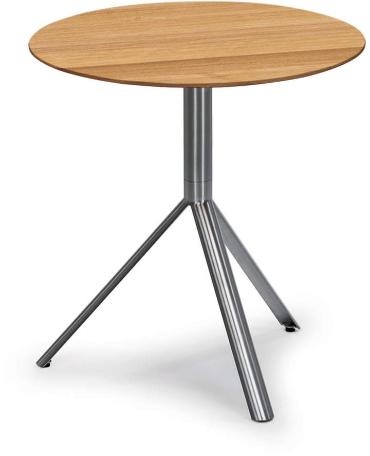 Weishäupl - Trio Bistrotisch rund, Ø 65 cm, Edelstahl / Teak