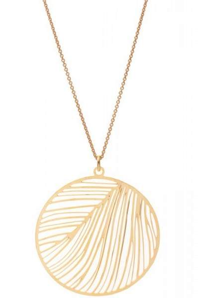 Styleserver DE David Aubrey Halskette Lasercut Feder rund - vergoldet