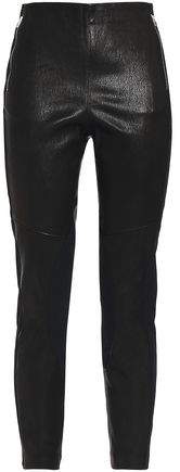 Marissa Jersey-Paneled Textured-Leather Leggings