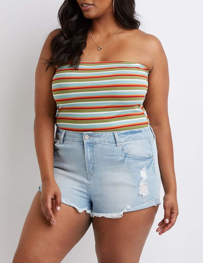 Plus Size Refuge Destroyed Shortie Shorts