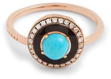 SELIM MOUZANNAR Turquoise, enamel & pink-gold Mina ring