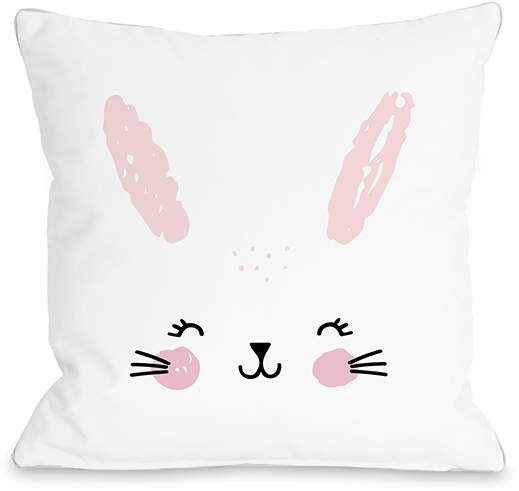 White 'Bunny Face' Throw Pillow