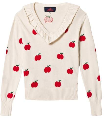 The Animals Observatory Cream Red Apple Horsefly Kids Sweater