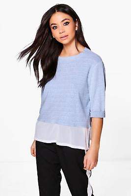 Damen Amber Meliertes Sweatshirt aus Webmaterial in Blassblau größe S