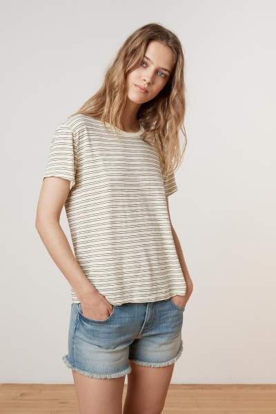 Buy PORTER STRIPE COTTON KNIT CREW NECK TEE!