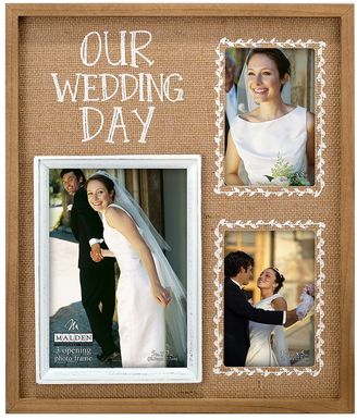 Malden 3-Opening ''Our Wedding Day'' Burlap 4'' x 6'' Frame
