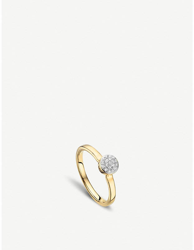 Fiji 18ct gold and diamond mini button stacking ring