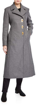 Tory Burch Wool Logo Clasp Long Coat