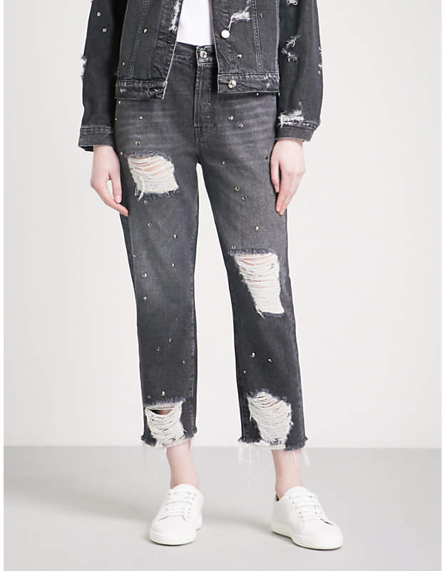 Josefina studded slim-fit high-rise jeans