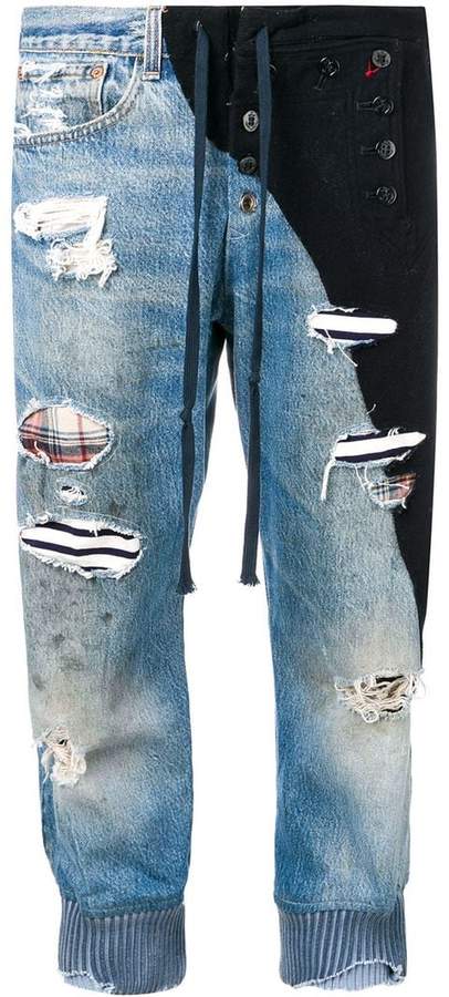Buy two-tone cropped jeans!