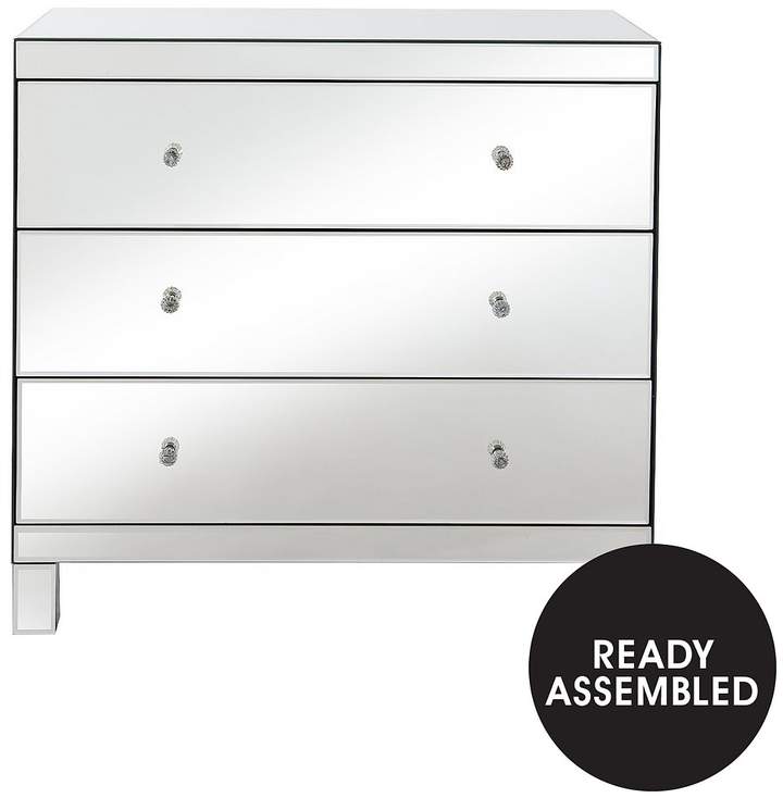 Parisian Ready Assembled Mirrored Wide 3 Drawer Chest