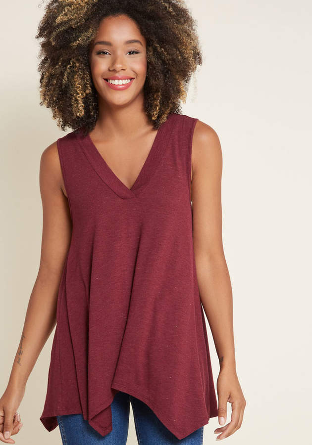 Airy Image Tank Top in Burgundy in L - Sleeveless A-line Waist