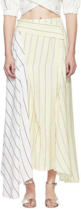 Ivory Pinstripe Twisted Skirt