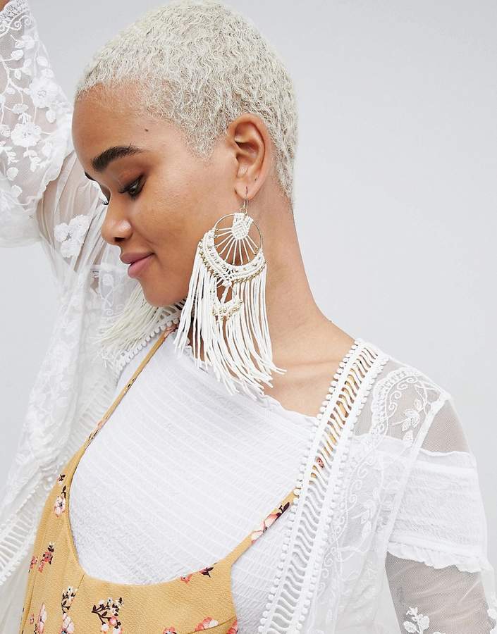 DESIGN Statement Macrame Woven Dreamcatcher Earrings