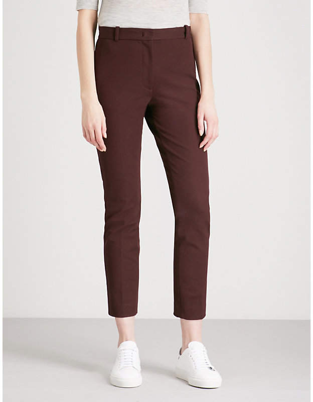 Slim-fit straight stretch-woven trousers