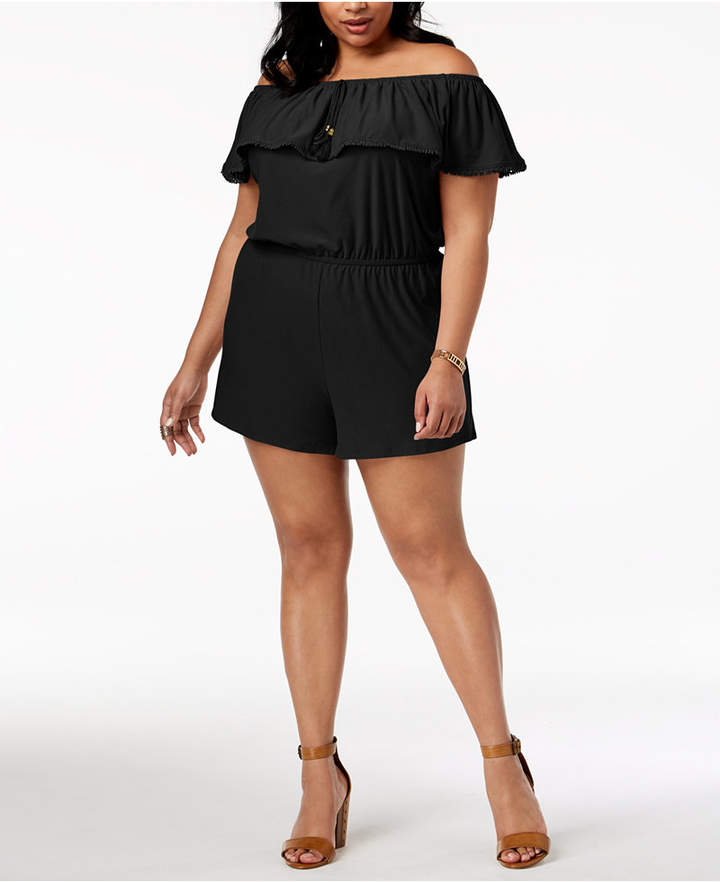 Trendy Plus Size Off-The-Shoulder Romper