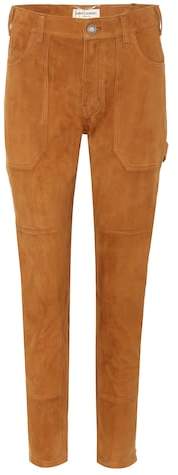 High-Rise Hose aus Veloursleder