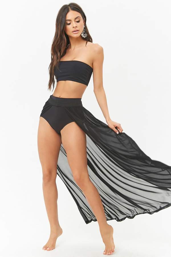 Open-Front Swim Cover-Up Maxi Skirt