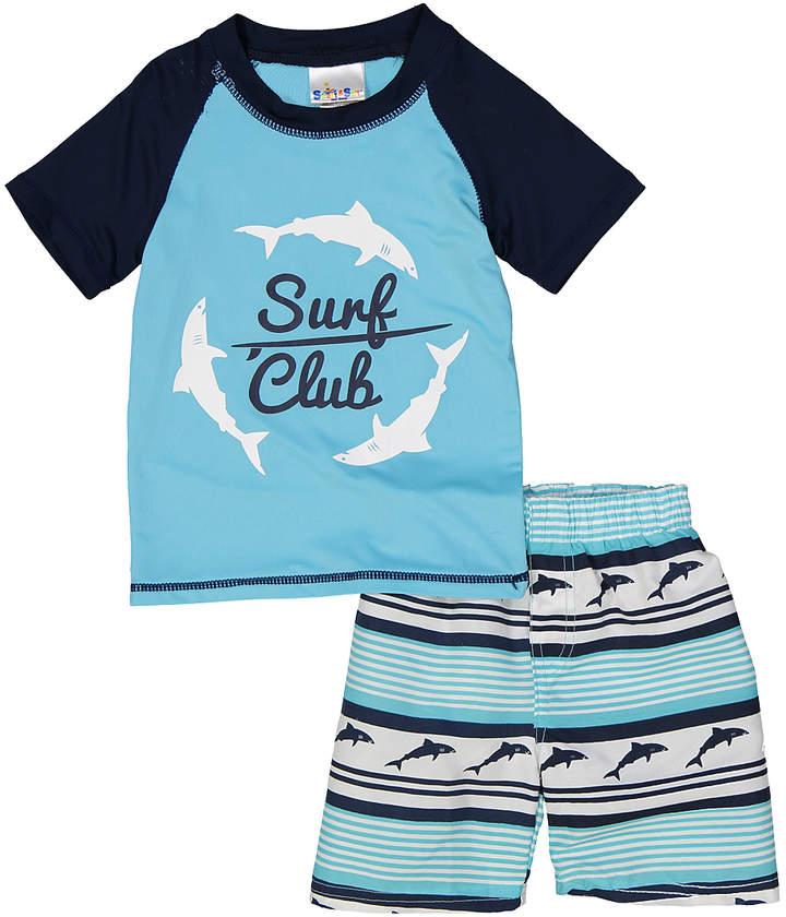 Turquoise Stripe 'Surf' Rashguard Set - Infant