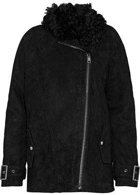 Iris & Ink Molly Shearling-Trimmed Suede Jacket
