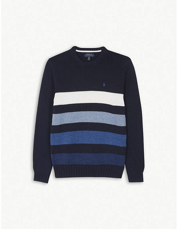 Stripe print cable knit jumper 6-14 years