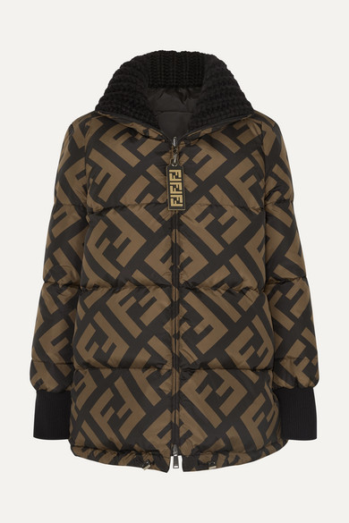 Reversible Wool Blend-trimmed Printed Quilted Down Ski Jacket - Black
