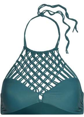 Cutout Stretch-Knit Halter Bikini Top