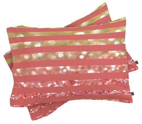 Lisa Argyropoulos Champagne Tango Stripes Lightweight Pillowcase Standard Pink