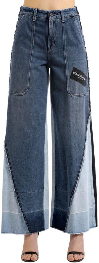 Jeans Aus Denim-Patchwork Mit Weitem Bein