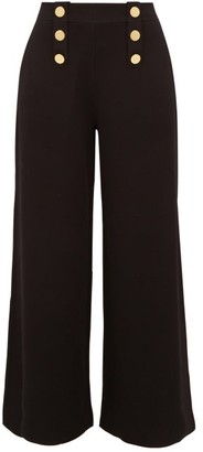 Stella McCartney Button Embellished Wide Leg Trousers - Womens - Black