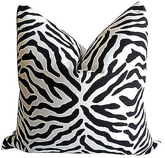 Woven Zebra & White Linen Pillow