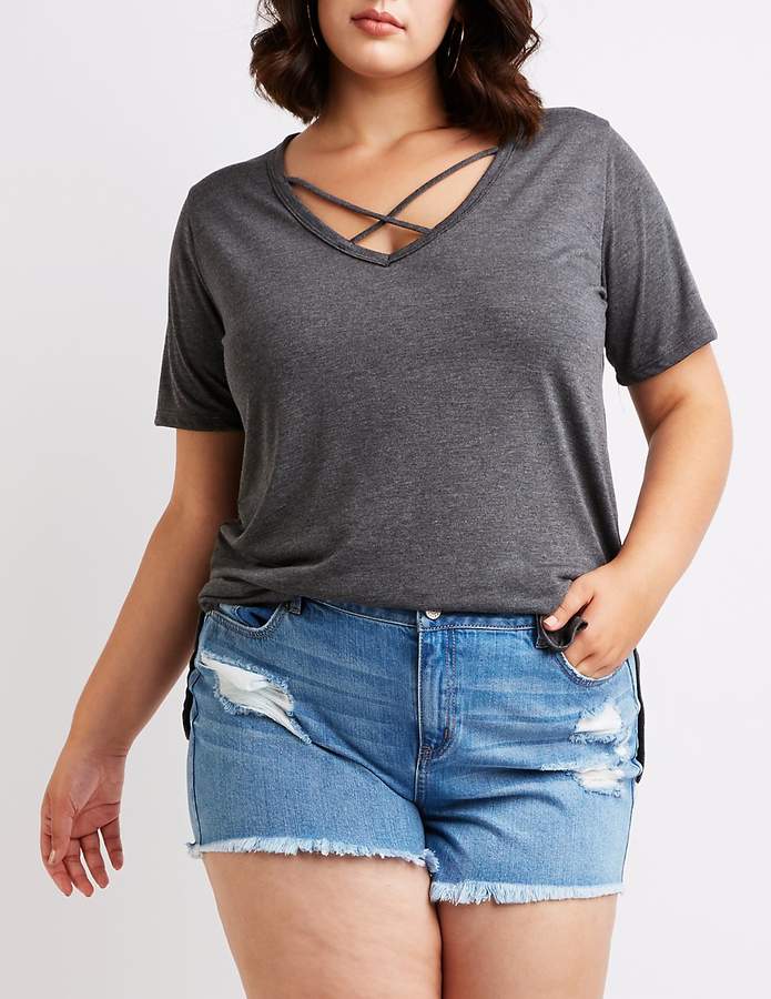 Plus Size Caged Tee