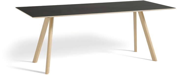 Hay - Copenhague CPH30 Esstisch 200 x 90 cm, Eiche matt lackiert / Tischplatte Linoleum Schwarz