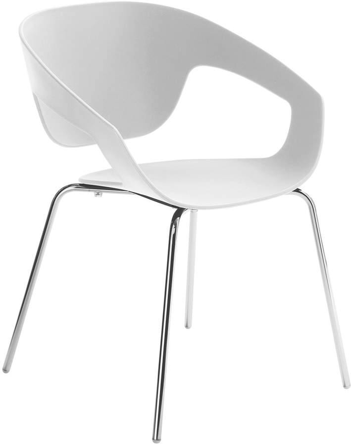 Vad Stuhl, Vierbeingestell, verchromt/Weiß