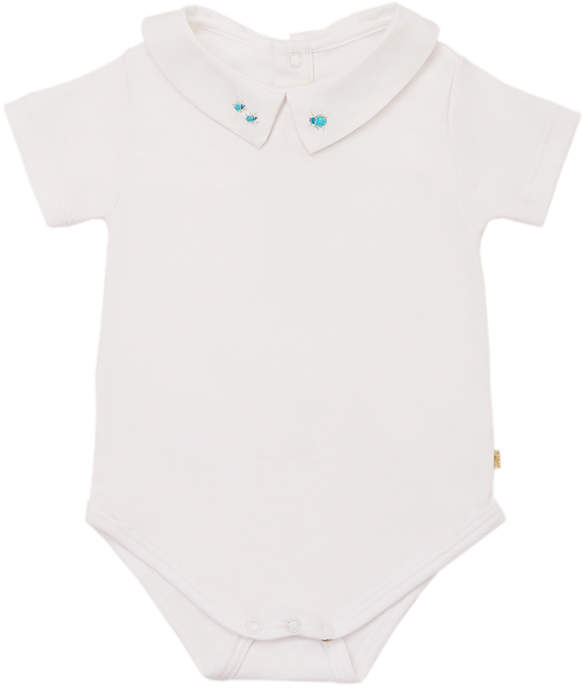 Baby Boy Alex - Shirt Collar Onesie Beetles Embroidery - White