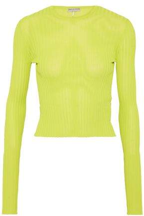 Neon Ribbed-Knit Top