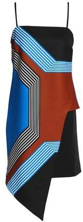 Asymmetric Printed Stretch Satin-Crepe Dress