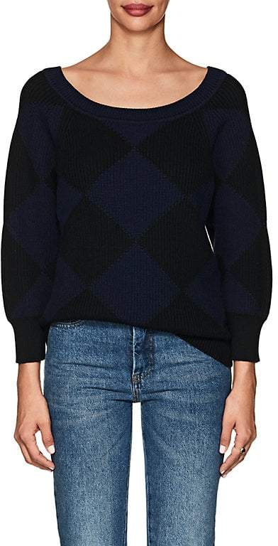 Women's Diamond-Pattern Cotton-Wool Sweater