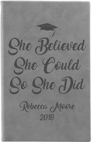 Gray & Black 'She Believed she Could' Personalized Journal