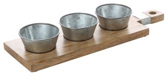 Condiment Tray With Galvanized Bowls