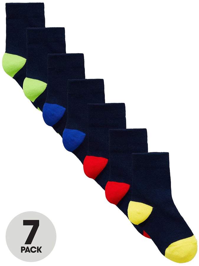 Buy Mini V By Very Boys 7 Pack Colour Heel And Toe Socks!