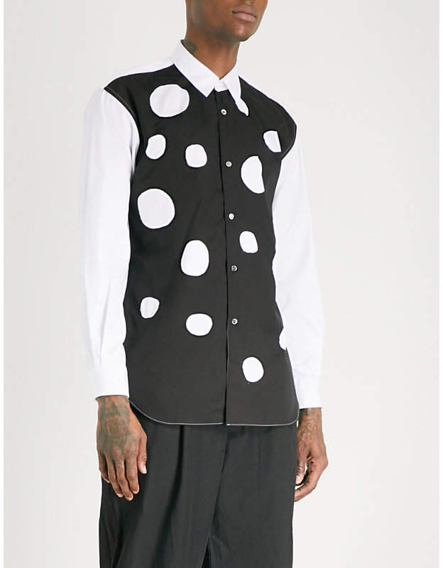 Two-tone regular-fit cotton-poplin shirt