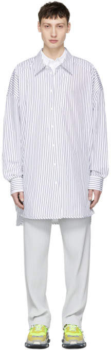 Navy and White Striped Long Shirt